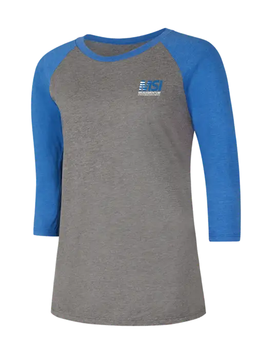 Womens Simply Soft 3/4 Sleeve Royal Frost/Grey Ring Spun Cotton T-Shirt w/Meauxmentum Logo