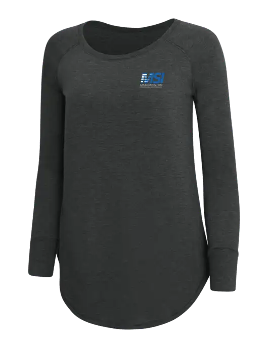 Womens Perfect Wide Collar Tunic Tri-Blend Black Frost 4.5 oz T-Shirt w/Meauxmentum Logo