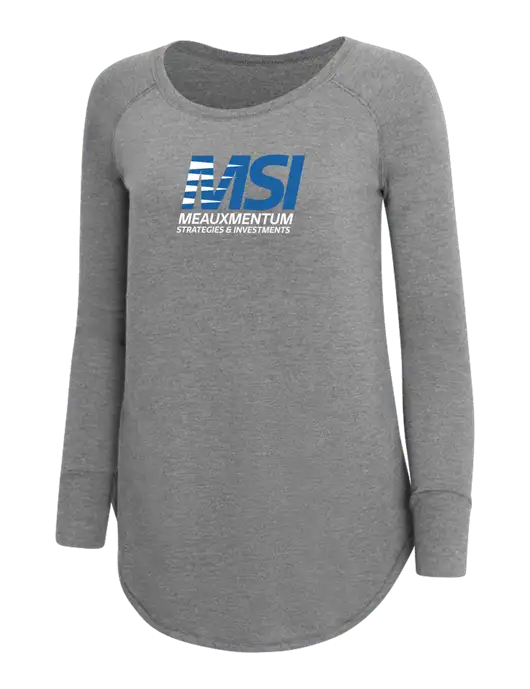 Womens Perfect Wide Collar Tunic Tri-Blend Grey Frost 4.5 oz T-Shirt w/Meauxmentum Logo