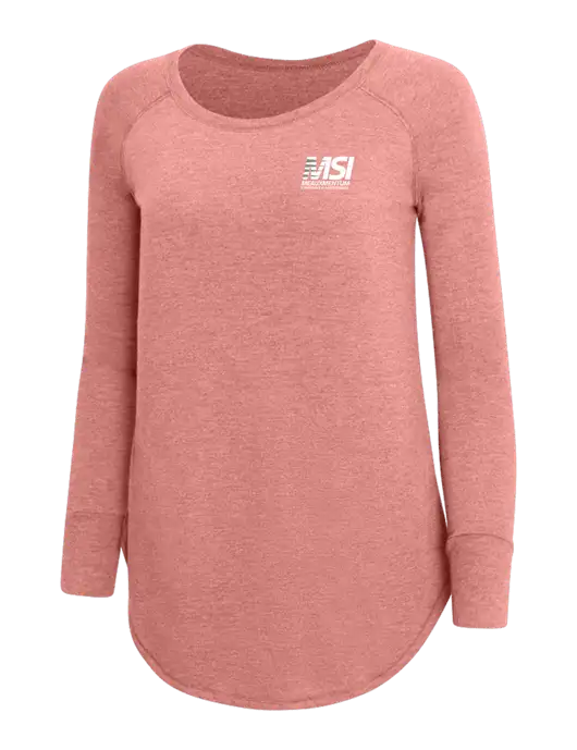 Womens Perfect Wide Collar Tunic Tri-Blend Blush Frost 4.5 oz T-Shirt w/Meauxmentum Logo