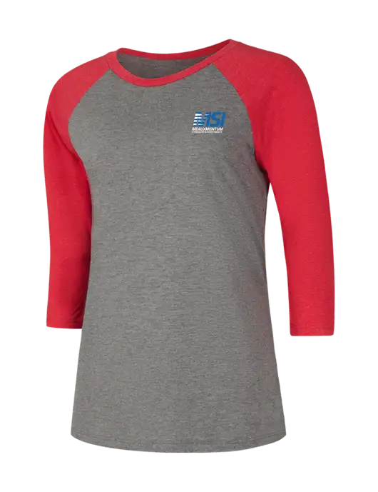 Womens Simply Soft 3/4 Sleeve Red Frost/Grey Frost Ring Spun Cotton T-Shirt w/Meauxmentum Logo