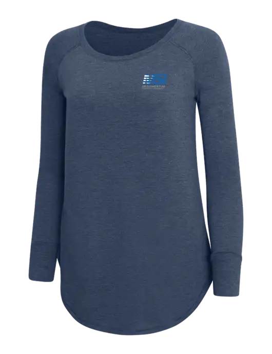 Womens Perfect Wide Collar Tunic Tri-Blend Navy Frost 4.5 oz T-Shirt w/Meauxmentum Logo