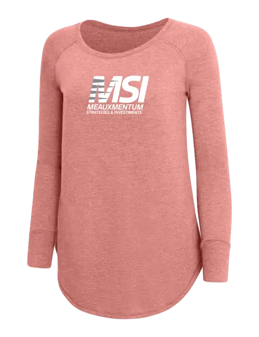 Womens Perfect Wide Collar Tunic Tri-Blend Blush Frost 4.5 oz T-Shirt w/Meauxmentum Logo