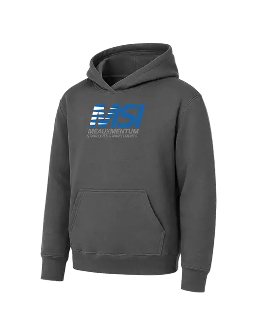 Youth Charcoal 7.8 oz Pullover Hooded Sweatshirt w/Meauxmentum Logo