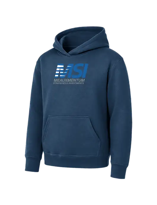 Youth Navy 7.8 oz Pullover Hooded Sweatshirt w/Meauxmentum Logo
