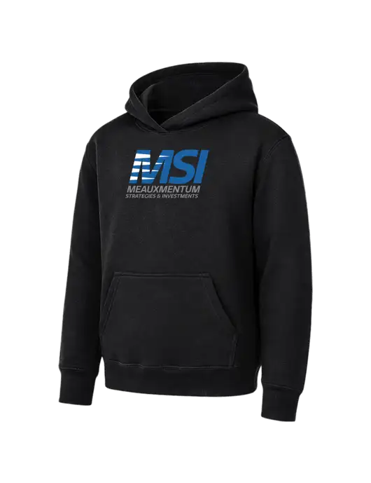 Youth Black 7.8 oz Pullover Hooded Sweatshirt w/Meauxmentum Logo
