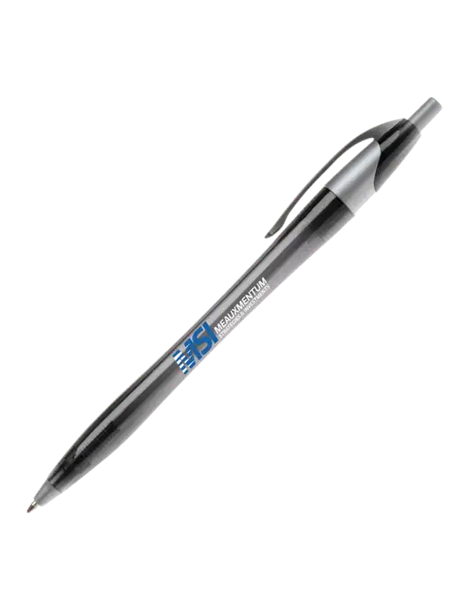 Novella Translucent Black/Silver Jewel Pen - Blue Ink w/Meauxmentum Logo
