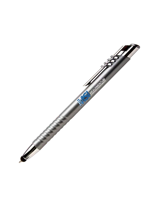 Schirhart Grey Stylus Pen - Blue Ink w/Meauxmentum Logo