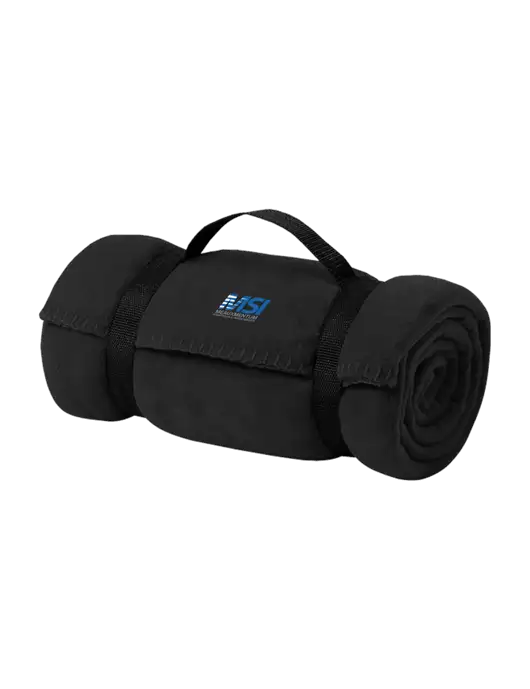 Casual Black Fleece Blanket With Strap w/Meauxmentum Logo