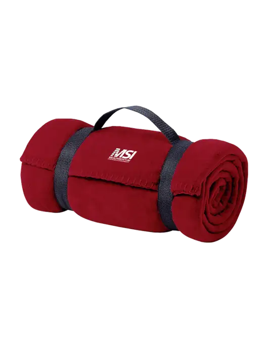 Casual Red Fleece Blanket With Strap w/Meauxmentum Logo