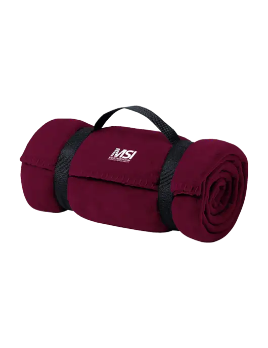 Casual Maroon Fleece Blanket With Strap w/Meauxmentum Logo