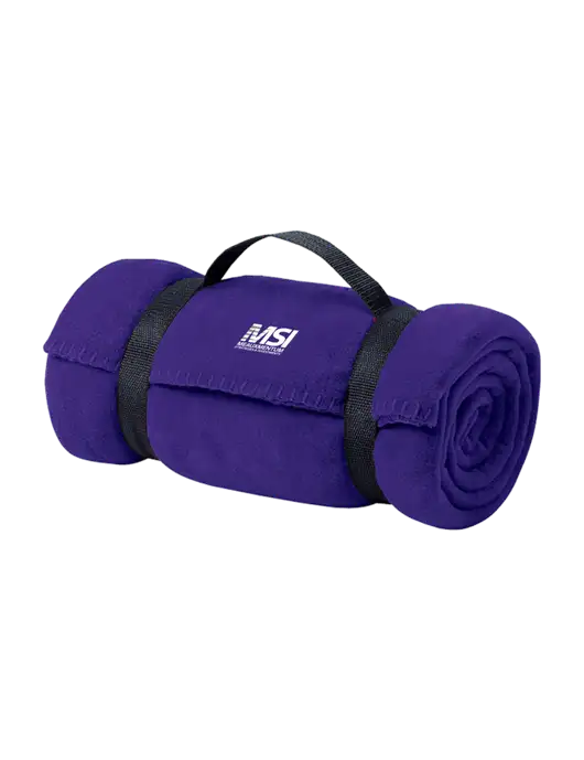 Casual Purple Fleece Blanket With Strap w/Meauxmentum Logo
