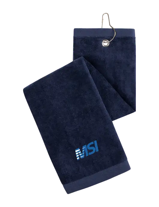 Navy Tri-Fold Golf Towel with Grommet w/MSI Icon logo