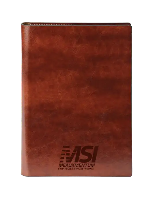Fabrizio Brown 7 x 9.625 Padfolio & Notepad w/Meauxmentum Logo
