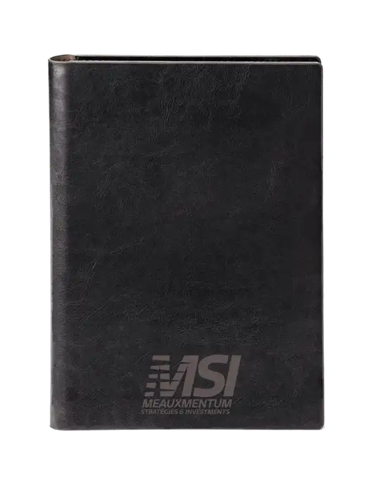 Fabrizio Black 7 x 9.625 Padfolio & Notepad w/Meauxmentum Logo