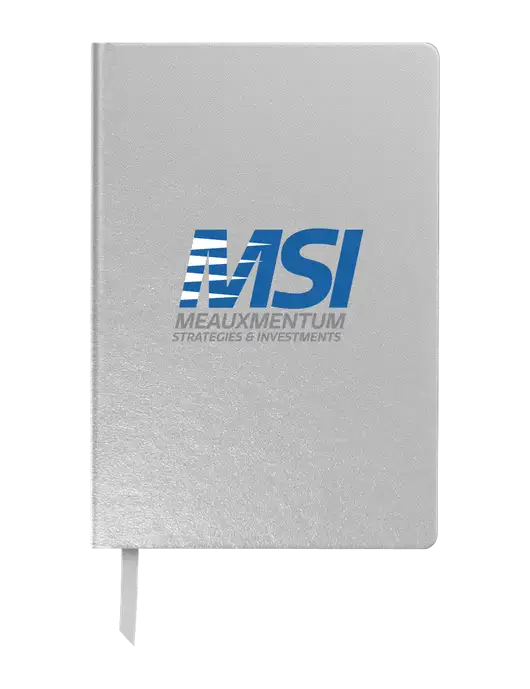Achieve Silver Hardcover Journal, 5.5 x 8.37 w/Meauxmentum Logo