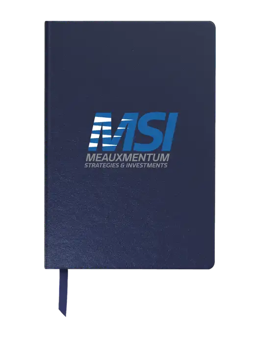 Achieve Navy Hardcover Journal, 5.5 x 8.37 w/Meauxmentum Logo
