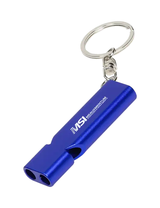 Quick Alert Blue Safety Whistle w/Meauxmentum Logo