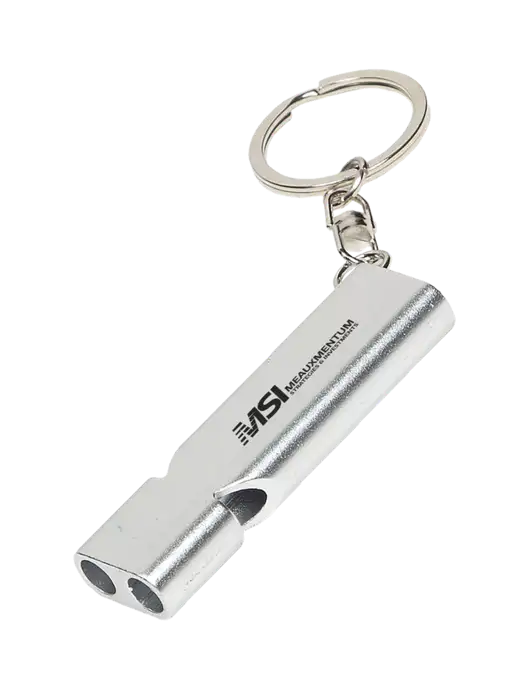 Quick Alert Silver Safety Whistle w/Meauxmentum Logo