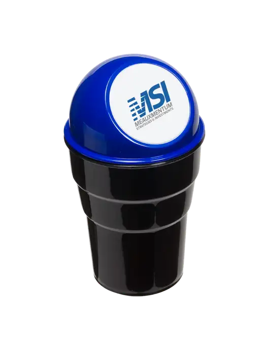 Blue Car Cup Holder Trash Can w/Meauxmentum Logo