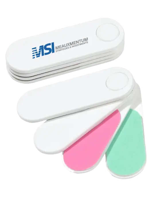 White Folding Nail Files & Buffer w/Meauxmentum Logo