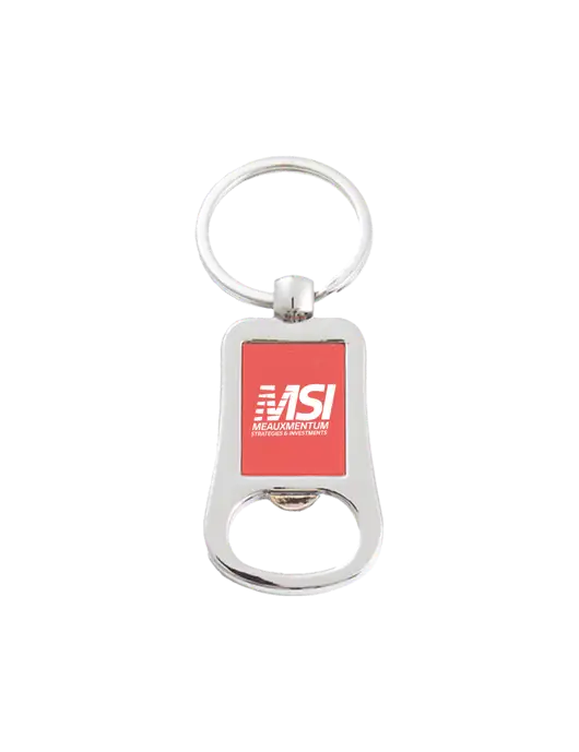 Silver & Red Bottle Opener Keychain w/Meauxmentum Logo