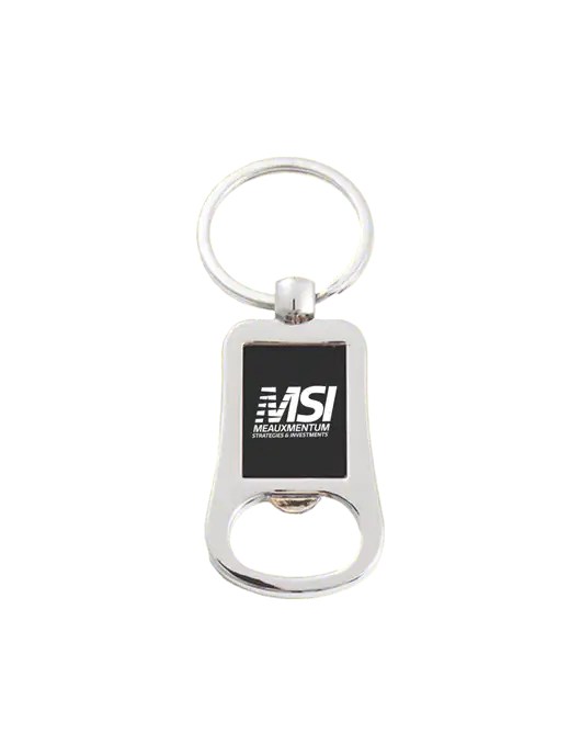 Silver & Black Bottle Opener Keychain w/Meauxmentum Logo