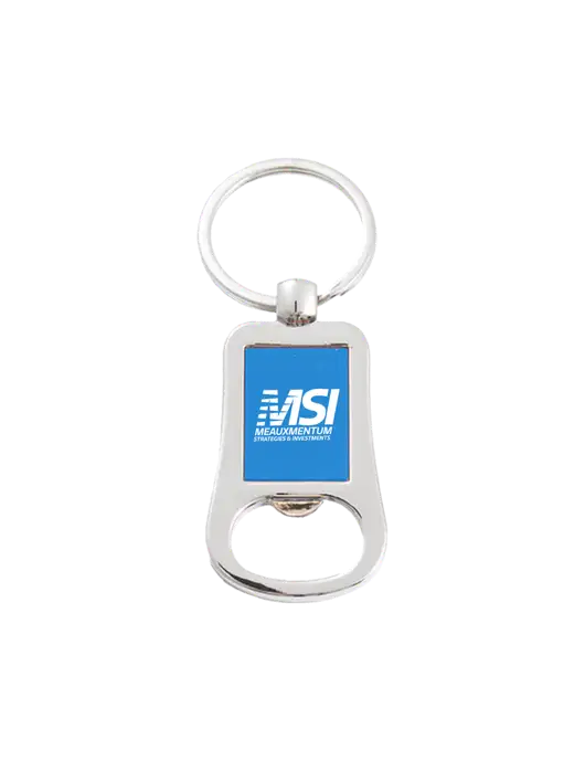 Silver & Blue Bottle Opener Keychain w/Meauxmentum Logo