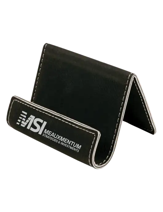 Black Leatherette Card & Phone Holder w/Meauxmentum Logo