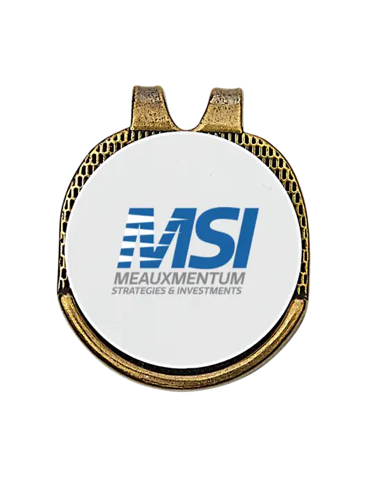 Antique Gold Hat Clip w/Golf Ball Marker w/Meauxmentum Logo