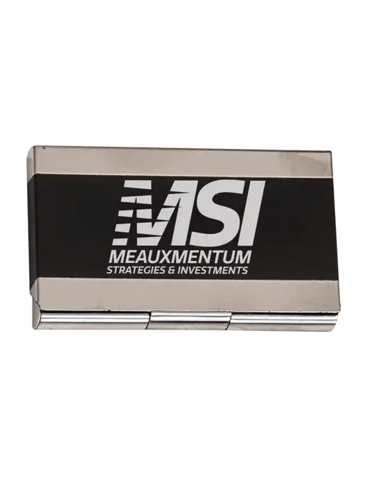 Black 3.75 x 2.5 Business Card Holder w/Meauxmentum Logo