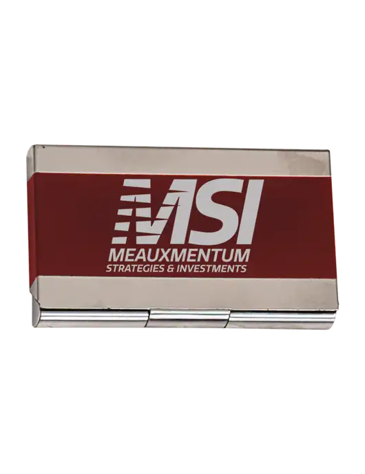 Red 3.75 x 2.5 Business Card Holder w/Meauxmentum Logo