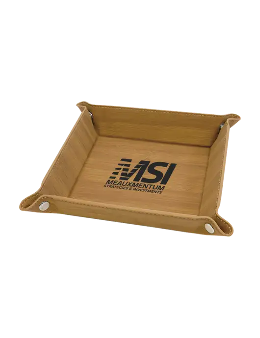 Bamboo Leatherette Valet Tray, 6 x 6 w/Meauxmentum Logo