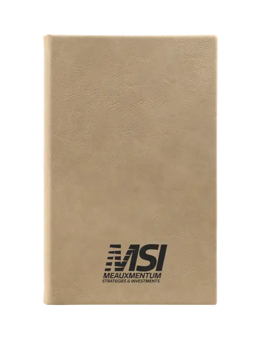 Tan Leatherette 5.25 x 8.25 Journal w/Meauxmentum Logo
