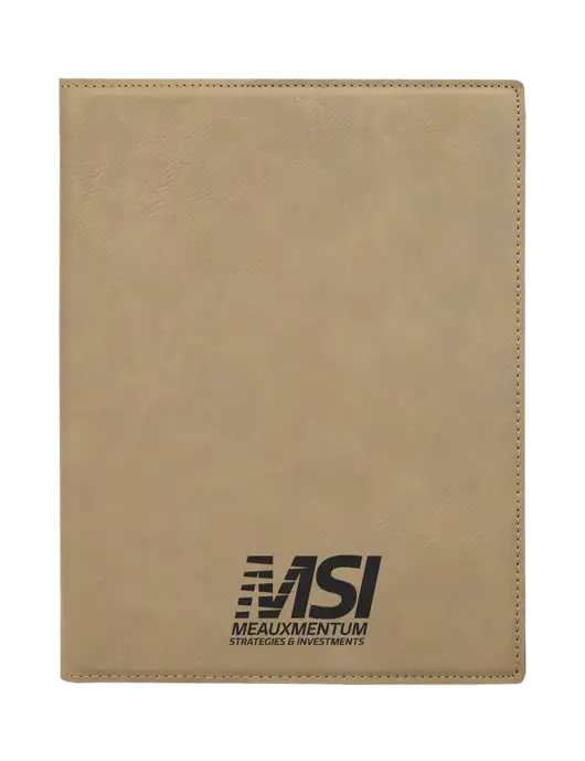Tan Leatherette 7 x 9 Portfolio with Notepad w/Meauxmentum Logo