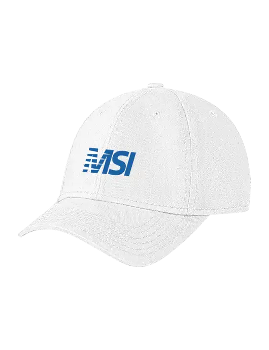 White Structured Soft Snap Closure Hook & Loop Cap w/MSI Icon logo