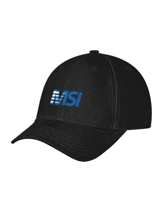 Black Structured Soft Snap Closure Hook & Loop Cap w/MSI Icon logo