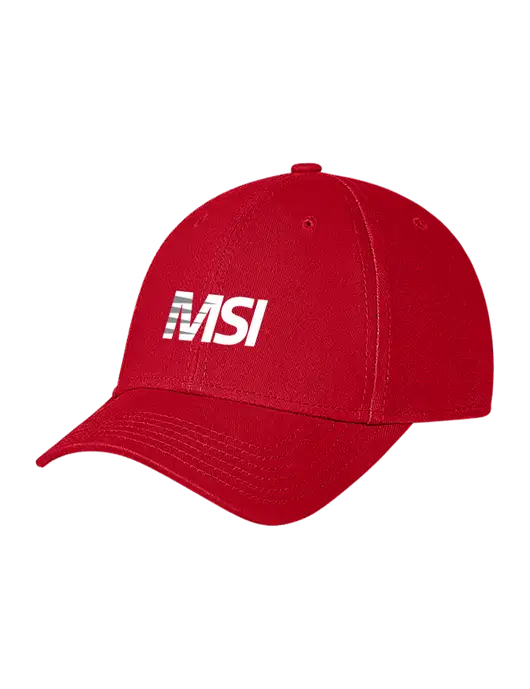 Red Structured Soft Snap Closure Hook & Loop Cap w/MSI Icon logo