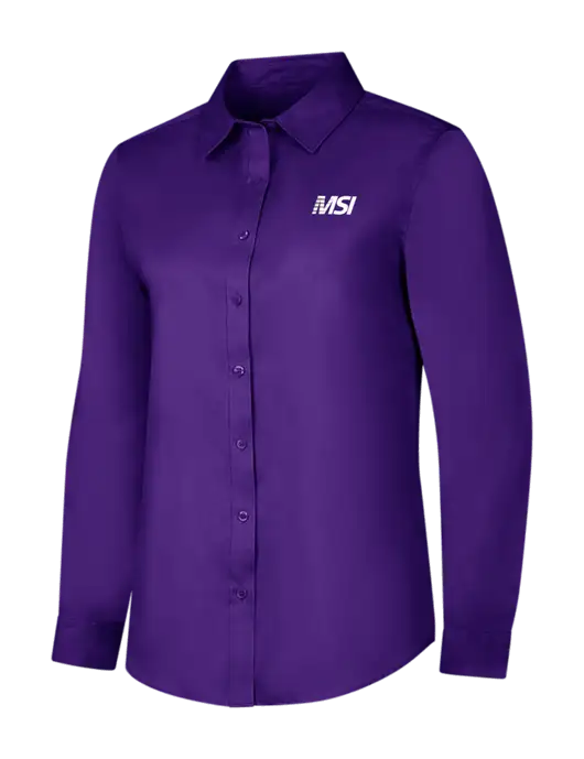 Purple Womens Long Sleeve Superpro React Twill Shirt w/MSI Icon logo