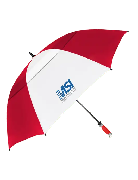 Red/White Vented Typhoon Tamer Golf Umbrella w/Meauxmentum Logo