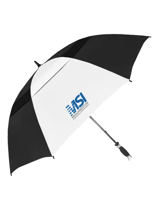 Black/White Vented Typhoon Tamer Golf Umbrella w/Meauxmentum Logo