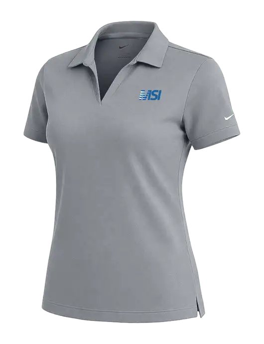 NIKE Medium Grey Womens Dri-Fit Micro Pique Polo w/MSI Icon logo