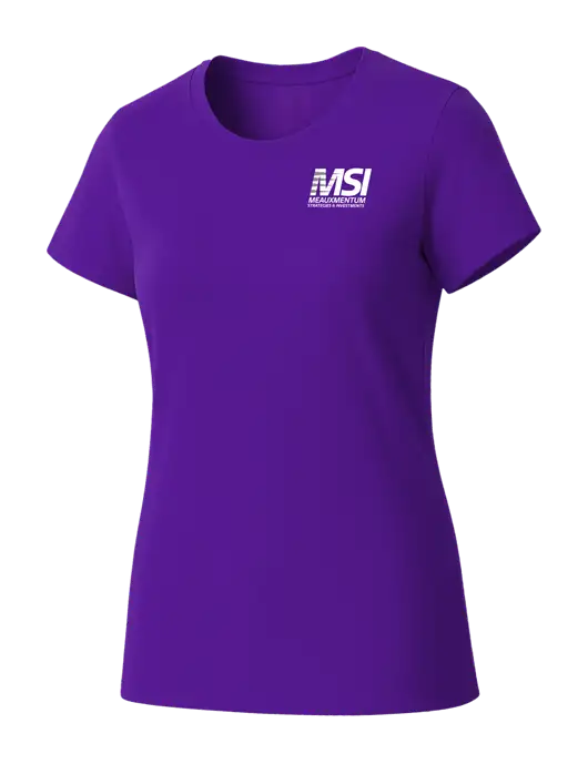 Womens Seriously Soft Purple T-Shirt w/Meauxmentum Logo