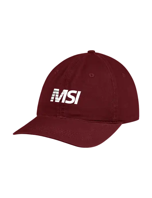 Garment Washed Unstructured Twill Maroon Cap w/MSI Icon logo
