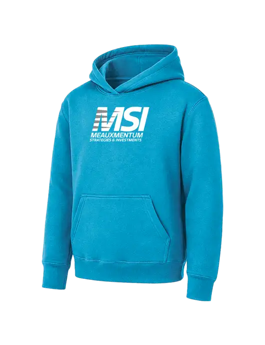 Youth Sapphire 7.8 oz Pullover Hooded Sweatshirt w/Meauxmentum Logo