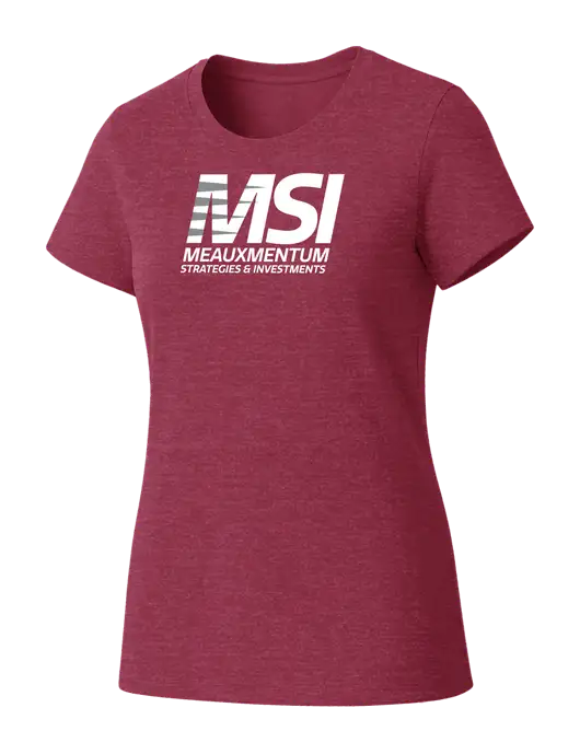 Womens Seriously Soft Heathered Cardinal T-Shirt w/Meauxmentum Logo