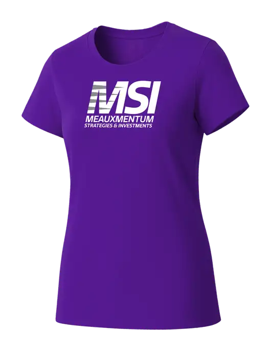 Womens Seriously Soft Purple T-Shirt w/Meauxmentum Logo