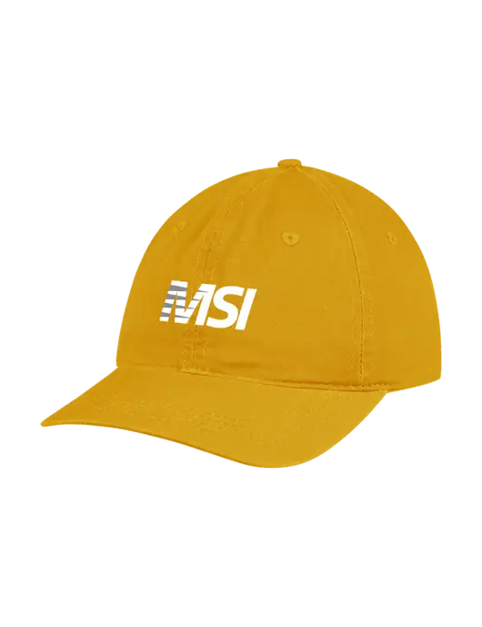 Garment Washed Unstructured Twill Yellow Gold Cap w/MSI Icon logo