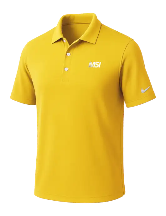 NIKE Yellow Gold Dri-Fit Micro Pique 2.0 Polo
 w/MSI Icon logo