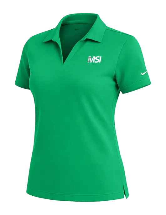 NIKE Kelly Green Womens Dri-Fit Micro Pique Polo w/MSI Icon logo